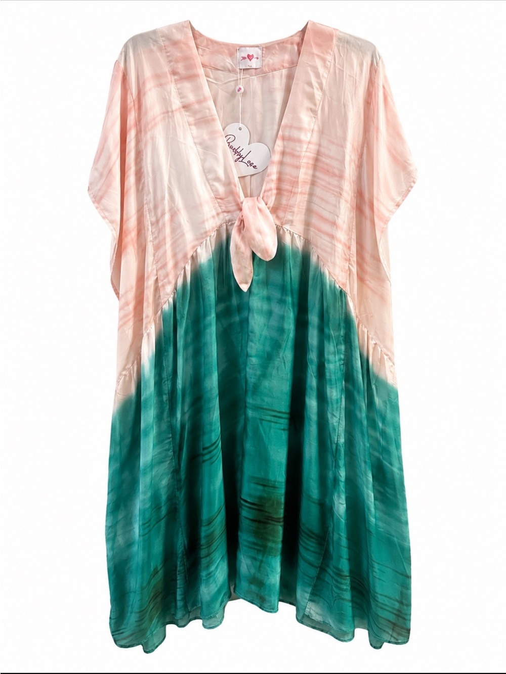 BuddyLove Pink Green Maxi Kaftan Dress Size M/L Resort Cover Up NWT